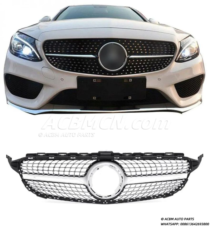 A2058881260 Front Bumper Radiator Grille for Mercedes-Benz C-Class 205 C180 D/C200/C220/C300 Bluetec Hybrid/H 2013-2018 – OEM Replacement Direct Fit ABS Plastic Durable Grille Assembly OEM-Style Fitment
